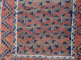 138 x 93 cm for this Belouch afghan wool on wool.
Carpet with all the natural dyes.
Antique piece with a beautiful design. 
MORE Info, photos and query on request.
Warm regards from lake of  ...