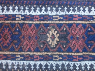 Antique fine BALOUCH carpet.
May-be a Belouch knotted to ARAB tribe. 
In good condition = FULL pile.
Only damages upon the ends.

SIZE: cm. 170 x 95. circa
Great design and colors for this
very original piece.
The  ...