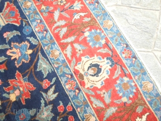 Oriental persian carpet with a date in Egira upon one end (1321 Egrira Moon=1904 Gregorian Soon). In very good condition for the age. Woll welvelty and beautiful
natural dyes for this Khoy-Tebris antique.
More  ...