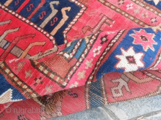 171 x 131 cm. is the size of this antique KAZAKH-Caucasus. In very good condition and
washed. All original. Wool on wool. Do not hesitate for further informations or photos.
Thank you and good  ...