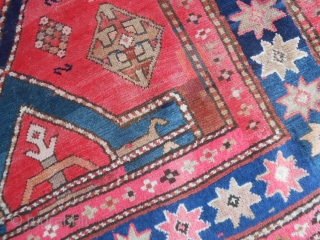 171 x 131 cm. is the size of this antique KAZAKH-Caucasus. In very good condition and
washed. All original. Wool on wool. Do not hesitate for further informations or photos.
Thank you and good  ...