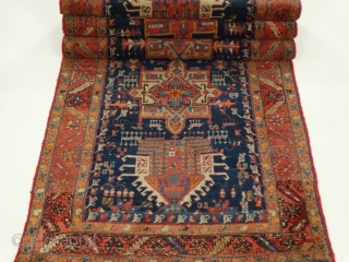 2 9 2  x  9 1  cm. is the size of this antique Karadjeh. Very good colours and very
good condition. The carpet has been washed. Original pattern. Persian Azerbaijan  ...