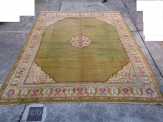 Pretty antique palace carpet knotted around 1900 in the
region of Agra (India).
The piece is in very good condition.
Washed and ready for domestic use.
Size is   cm.  464  x   ...