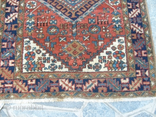 308 x 94 cm. is the size of this antique AZERBAIJAN HERIS.
Very good condition and washed. Antique original runner from Heris village.
Full pile, no holes, no stains, all original ends and no  ...