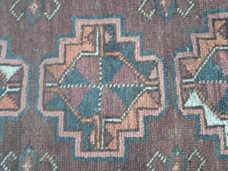 Antique persian Belouch very fine knot. Size 188x90 cm.
All wool and all natural dyes. Very original design with
turkmen gols. More info or pictures on request. 
REGARDS  from lake of COMO!   ...