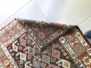 Antique carpet CAUCASUS knotted in the Karabagh region.
Good condition. Some areas fair pile.
Beautiful color=botteh pattern.
Size  cm. 184 x 134 cm.
Other info on request.
Warm regards from  COMO !

SOLD in INDIA   ...