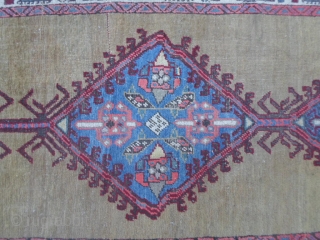 Antique runner knotted in the village of SARAAB, Azerbaijan region, north Persia.
The condition of this runner are very good. 
Beautiful runner with gold wool-field not usually.
Size is  cm. 377 x 97  ...