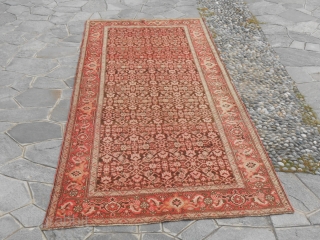 382x164 cm. Original Caucasus Karabagh end XIX th century.
This piece is in very good condition. Fine heraty design
for this kelley knotted with the "gentleman pattern".
Washed and ready for domestic use.
More info, photos  ...