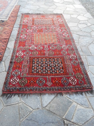 266x130 cm Is the size of this Kuchan (Gochan) Kordi persian carpet knotted in the region of Mazandaran. It's in very good condition and it has been washed and ready for use.  ...