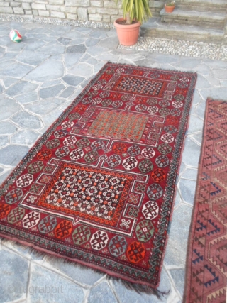 266x130 cm Is the size of this Kuchan (Gochan) Kordi persian carpet knotted in the region of Mazandaran. It's in very good condition and it has been washed and ready for use.  ...