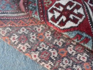 266x130 cm Is the size of this Kuchan (Gochan) Kordi persian carpet knotted in the region of Mazandaran. It's in very good condition and it has been washed and ready for use.  ...