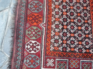 266x130 cm Is the size of this Kuchan (Gochan) Kordi persian carpet knotted in the region of Mazandaran. It's in very good condition and it has been washed and ready for use.  ...