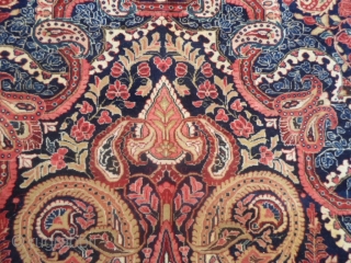 Persian antique SAROUGH in very good condition. 
Brilliant wool and extremely fine knot for this one.
Original design with botteh mater and children upon 
the medaillon of this carpet. 
Size is  m.  ...