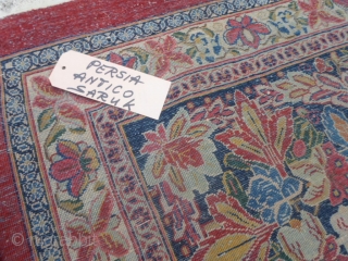 Persian antique SAROUGH in very good condition. 
Brilliant wool and extremely fine knot for this one.
Original design with botteh mater and children upon 
the medaillon of this carpet. 
Size is  m.  ...