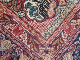 Persian antique SAROUGH in very good condition. 
Brilliant wool and extremely fine knot for this one.
Original design with botteh mater and children upon 
the medaillon of this carpet. 
Size is  m.  ...