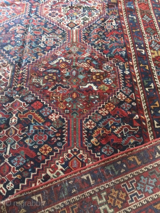 Khamseh in very good condition.
More pictures on request.
Original size and colors for this
antique Persian carpet.
Before 01.01.2000 has been exported
from Persia.

REGARDS   from COMO !

SOLD ! THANKS! 
     