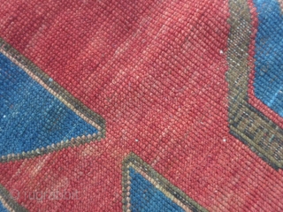 Antique Kazakh from Caucasus in fair condition.
Wool on wool and natural colors for this piece.
Very archaic design and shiny colors.
More info or pictures on request.
REGARDS from COMO !      ...