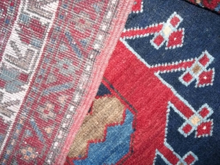 SIZE  cm. 240 x 140 cm. = ft. 7,33 x 4,60 ft.
In perfecto condition. All wool and fastened colors.
Original design for this Antique KAZAKH.
Bejinning XX th. century.

Greeting from lake of Como  ...