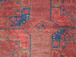 404 x 256 cm is the size of this antique ERSARI-Afghan with Big ersari gols. All 
wool and all natural dyes and shiny wool for this one. Very good condition and 
carpet  ...
