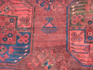 404 x 256 cm is the size of this antique ERSARI-Afghan with Big ersari gols. All 
wool and all natural dyes and shiny wool for this one. Very good condition and 
carpet  ...