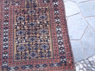 130 x 91 cm. is the size of this antique Belouch tribe. In very good condition and
washed. More pitures or info on request.  Best regards from COMO,  Maurice !  