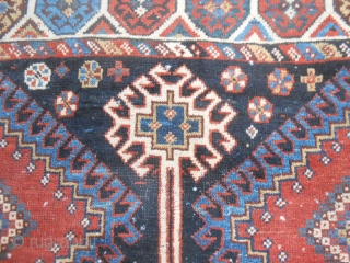 316 x 166  cm

Antique South-west persian carpet in good condition (look the photos).
Wull pile but with 4/5 holes.
All wool and natural dyes.
Original patter.
I think QASQHA'I or LORY antique carpet. 
Please, ask  ...