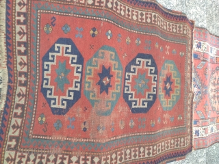 140x111 cm  Caucasus antique KAZAKH not in full pile, please have a look at the Photos.
All wool and all natural dyes.  Period end of the XIX th century.
More pictures and  ...