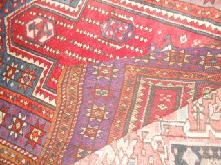 144 x 107  cm. is the exact size of this old ANATOLIAN carpet.
In very ggod condition.  ALL WOOL. Beautiful old piece.

More pictures or info on request. Thanks for your attention  ...