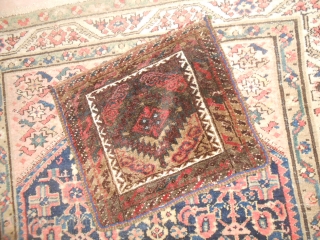 49 x 46 cm  is the size of this Khordjin Belouch antique tribe Mushkwani.
Very good condition - full pile (washed). Wool on wool and natural dyes.

Other info and photo on request.

WARM  ...