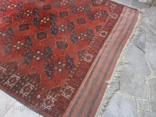 Antique ERSARI from Emirati of Boukhara and I think it is Ersari Bashir tribe.
Carpet in very good condition knotted around the end of XIX°th century.
Naturally all wool and all natural dyes for  ...