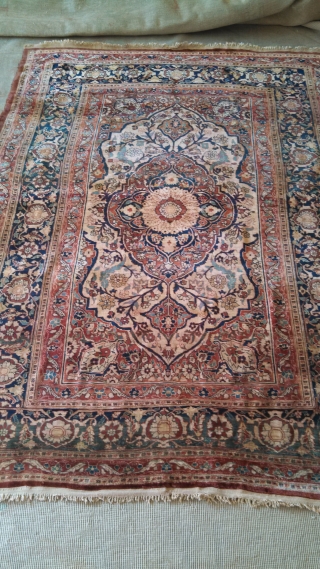 silk heriz rug 19th 195x145cm                            