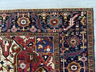 Heriz rug is available. With beautiful deep sea blue and strong red. Perfect condition high quality. 
Size : 395x305cm , 12’11” x 10’
Worldwide shipping with dhl , fedex , ups , aramex  ...
