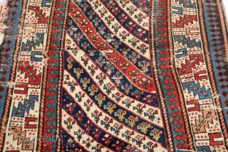 Mid 19 th Century Caucasian Ganja Rug... Size 195 x 125 cm..                     