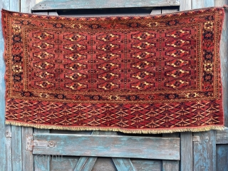 Very fine and in top condition 19 th century Turkmen Tekke Chuval.. Needs washing.. Size is 68x134 cm               