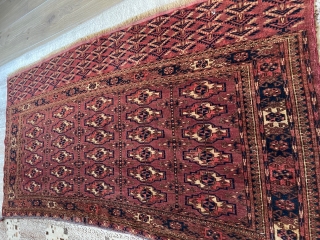 Very fine and in top condition 19 th century Turkmen Tekke Chuval.. Needs washing.. Size is 68x134 cm               