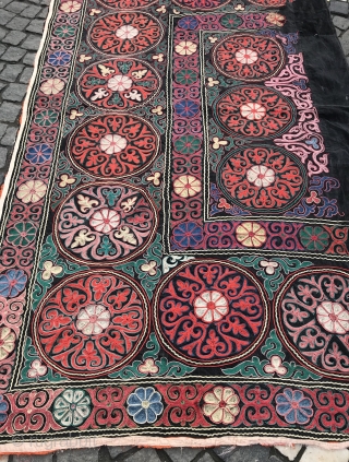 Vintage Kirghiz table cover handmade table cover, hanging wall 
Decorative Home,,,

Size: 180 cm X 109 cm

100% handmade

Dry clean only

Suzani

Suzani is a type of embroidered and decorative tribal textile made in Tajikistan, Uzbekistan,  ...