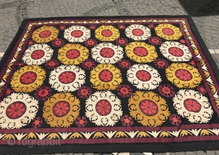 Vintage Uzbek Suzani bedcover 

100% handmade

Size: 250 cm X 195 cm


Suzani

Suzani is a type of embroidered and decorative tribal textile made in Tajikistan, Uzbekistan, Kazakhstan and other Central Asian countries.

Suzanis usually have  ...