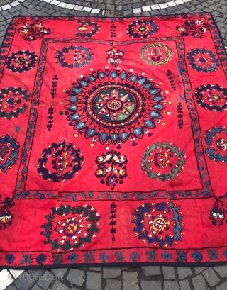 Vintage Uzbek Suzani bedcover ,tablecover, for sofas, hanging wall, decoration for your home

100% handmade

Size: 210 cm X 190 cm


Suzani

Suzani is a type of embroidered and decorative tribal textile made in Tajikistan, Uzbekistan,  ...