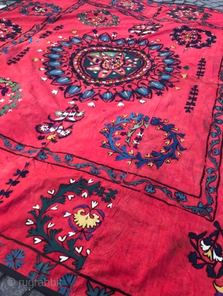 Vintage Uzbek Suzani bedcover ,tablecover, for sofas, hanging wall, decoration for your home

100% handmade

Size: 210 cm X 190 cm


Suzani

Suzani is a type of embroidered and decorative tribal textile made in Tajikistan, Uzbekistan,  ...