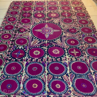 Antique Uzbek silk embroidery Suzani 
Very beautiful rare suzani

100% handmade

Size: 310 cm X 210 cm


Suzani

Suzani is a type of embroidered and decorative tribal textile made in Tajikistan, Uzbekistan, Kazakhstan and other Central  ...