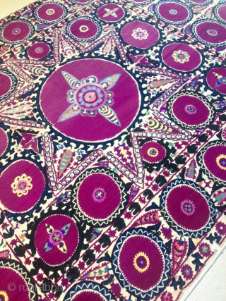 Antique Uzbek silk embroidery Suzani 
Very beautiful rare suzani

100% handmade

Size: 310 cm X 210 cm


Suzani

Suzani is a type of embroidered and decorative tribal textile made in Tajikistan, Uzbekistan, Kazakhstan and other Central  ...