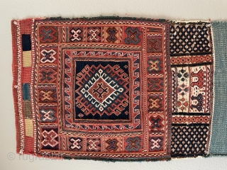 Luri/Baktiari chanteh from late 19th Century. The fineness of weave,attention
to detail, saturation of dyes, all point to this being a dowry item. 
Dimensions: 14"x22". This is an excellent and rare example produced  ...