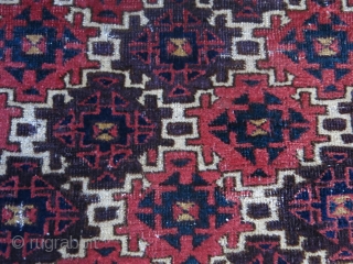 A pair of main carpet fragment from Turkmen Chodor tribe. All wool, natural dyes and colors. Circa 1880.               