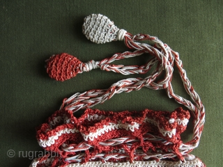 Lebanese Arabic hand knitted silk pouch. Width: 15 cm x height: 17 cm (5.9" x 6.6").                 