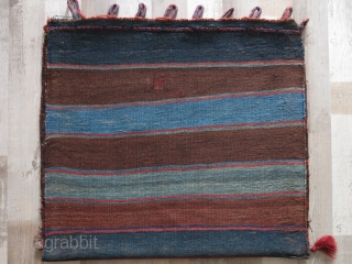 Qashkai pile bag with original backing and closure braided loops. Saturated colors. 19th c. Size: 63 cm x 72 cm (24.8" x 28.3").          