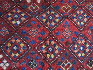 Central Asia Middle Amu Darya Julkur with ikat design. Some areas repaired with old wool. Circa 1900 or earlier. Size: 140 cm x 256 cm (55" x 101").     