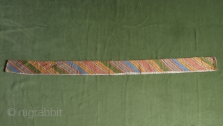 Uzbek Lakai silk cross stitch embroidered belt. Circa 1900-20. Size: 110 cm x 8 cm (43.5" x 3").               