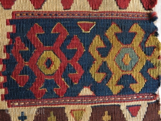 Shahsavan kilim bag face fragment. All good colors. 19th century. Size: 69 cm x 33 cm (27" x 13").              