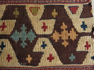 Shahsavan kilim bag face fragment. All good colors. 19th century. Size: 69 cm x 33 cm (27" x 13").              