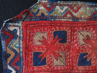 Kyrgyz silk embroidery felt fragment/cushion cover. Circa 1930s. Size: 65 cm x 67 cm (25.05" x 26.3").                